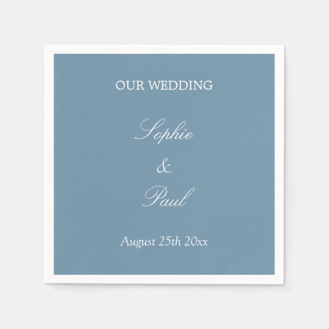 Elegant Dusty Blue Wedding Napkins (Front)