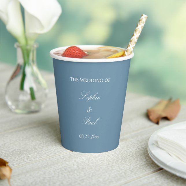 Elegant Dusty Blue Wedding Paper Cups (Insitu)
