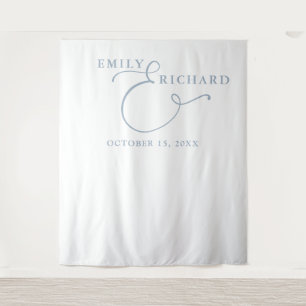 Elegant Dusty Blue Wedding Photo Backdrop Tapestry