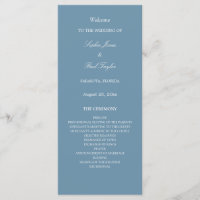 Elegant Dusty Blue Wedding Program