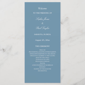 Elegant Dusty Blue Wedding Program