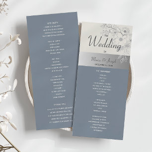 Elegant Dusty Blue Wedding Program Programme