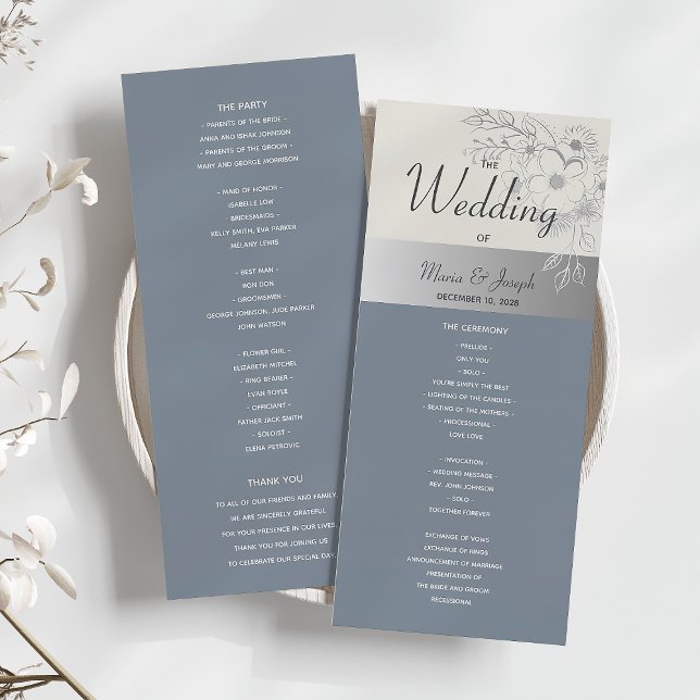 Elegant Dusty Blue Wedding Program Programme (Creator Uploaded)