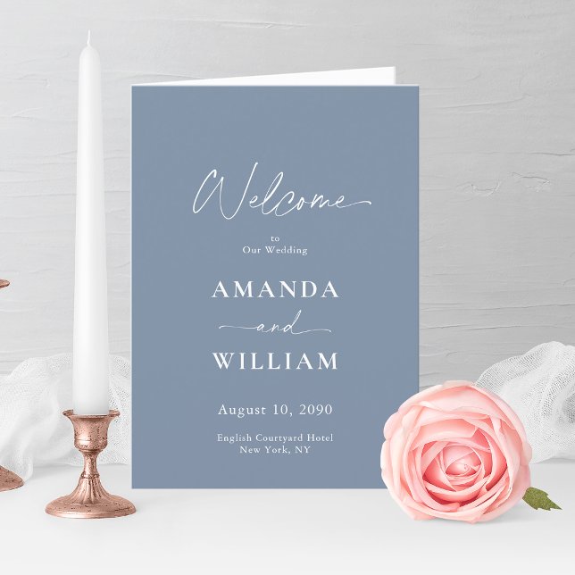 Elegant Dusty Blue Wedding Program Thank You Card (Creator Uploaded)