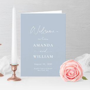 Elegant Dusty Blue Wedding Program Thank You Card