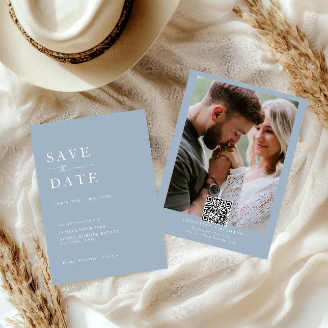 Elegant Dusty Blue Wedding Save the Date  (Creator Uploaded)