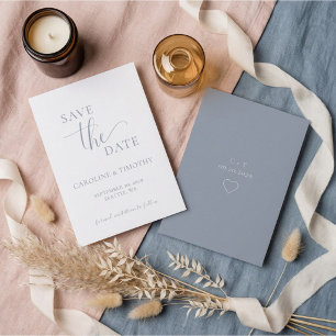 Elegant Dusty Blue Wedding Save The Date Card