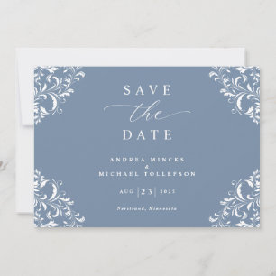 Elegant Dusty Blue Wedding Save the Date Cards