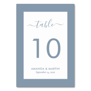 Elegant Dusty Blue Wedding Table Number