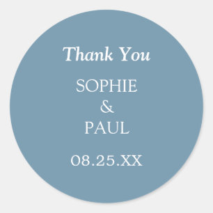Elegant Dusty Blue Wedding Thank You Sticker