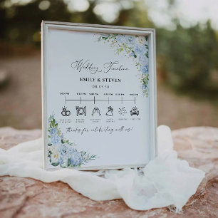 Elegant Dusty Blue Wedding Timeline Sign