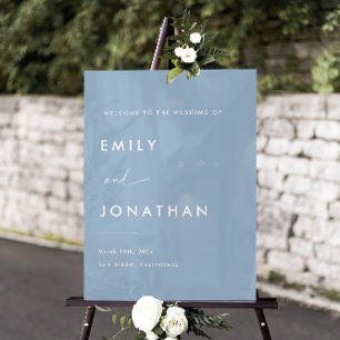 Elegant Dusty Blue Wedding Welcome Acrylic Sign