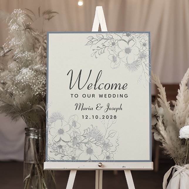 Elegant Dusty Blue Wedding Welcome Poster (Creator Uploaded)