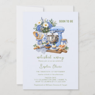 Elegant Dusty Blue Whisked Away Bridal Shower Invitation