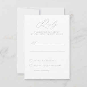 Elegant Dusty Blue & White Calligraphy RSVP Card