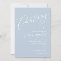 Elegant Dusty Blue White Cross Boy Christening