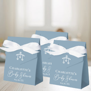 Elegant Dusty Blue White Minimalist Baby Shower Favour Box