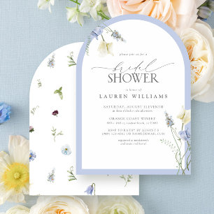 Elegant Dusty Blue Wildflower Bridal Shower Arch Invitation