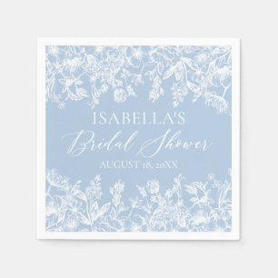 Elegant Dusty Blue Wildflower Bridal Shower  Napkin