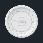 Elegant Dusty Blue Wildflower Bridal Shower Paper Plate<br><div class="desc">A fresh expression of bridal charm, these floral paper plates bring a touch of garden grace to your table setting. Scattered wildflowers in soft, watercolor hues circle a crisp monogram centerpiece—elevating even the simplest buffet into an intentional tablescape. Ideal for bridal showers, luncheons, garden parties, or outdoor brunches where every...</div>