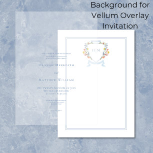 Elegant Dusty Blue Wildflower Crest Background Invitation