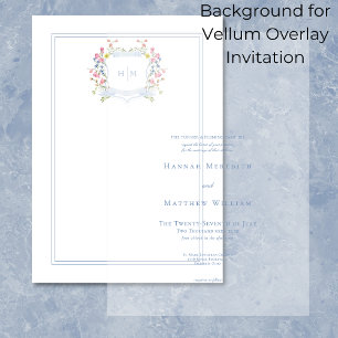 Elegant Dusty Blue Wildflower Crest Background Invitation