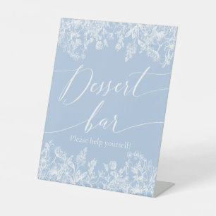 Elegant Dusty Blue Wildflower Dessert Bar Sign