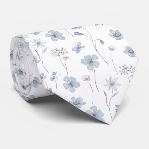 Elegant dusty blue wildflower floral tie