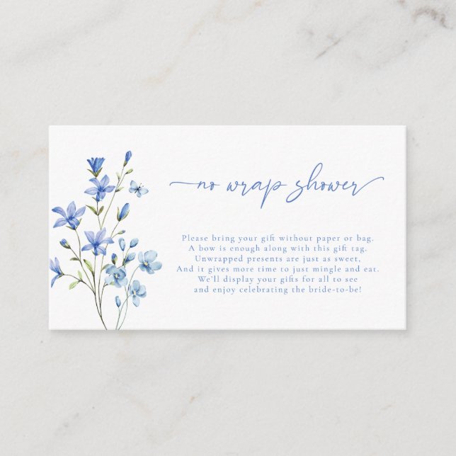 Elegant Dusty Blue Wildflower No Wrap Enclosure Card (Front)