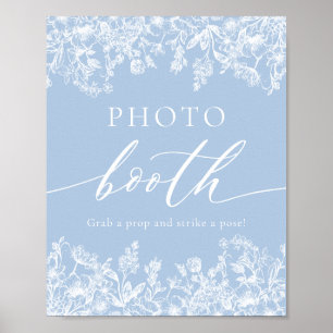 Elegant Dusty Blue Wildflower Photo Booth Sign