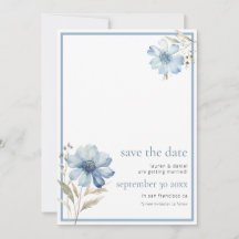 Elegant Dusty Blue Wildflower QR Code Wedding