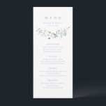 Elegant Dusty Blue Wildflower Rustic Boho Wedding Menu<br><div class="desc">Elegant delicate watercolor wildflower design,  with custom your own details. Pastel palettes of soft yellow,  off white,  sage green,  dusty blue,  and botanical greenery,  simple and romantic. Great floral wedding menus for modern rustic wedding,  country garden wedding,  and boho wedding in spring and summer.</div>