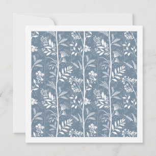 Elegant Dusty Blue Wildflower Silhouette Art Card