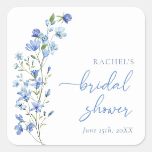 Elegant Dusty Blue Wildflower  Square Sticker