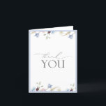 Elegant Dusty Blue Wildflower Thank You Card<br><div class="desc">Gratitude deserves to be expressed with grace. This thank you card, edged in dusty blue and adorned with softly painted florals, offers an elevated way to close your bridal shower experience with sincerity and style. The understated typography makes it versatile enough for everything from shower favours to post-event notes to...</div>