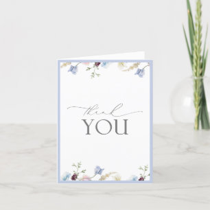 Elegant Dusty Blue Wildflower Thank You Card
