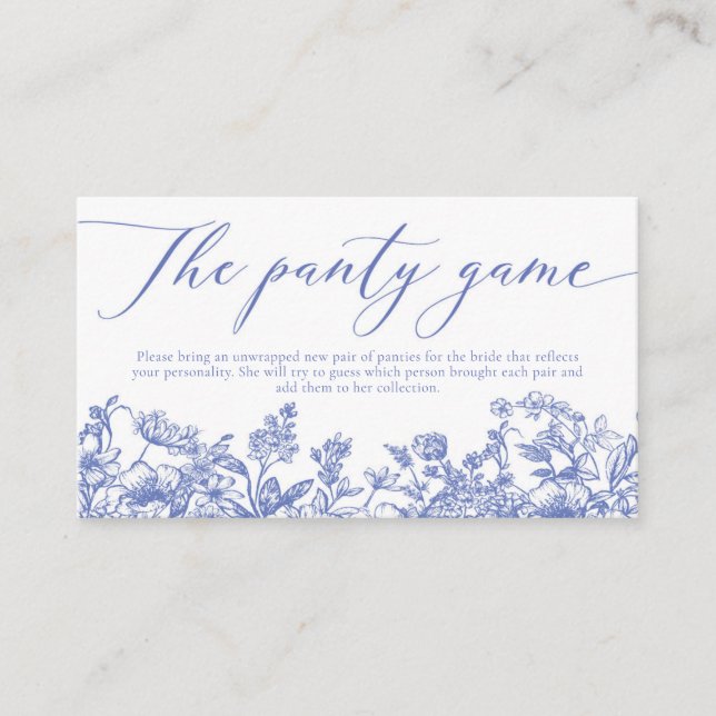 Elegant Dusty Blue Wildflower The Panty Game Enclosure Card (Front)
