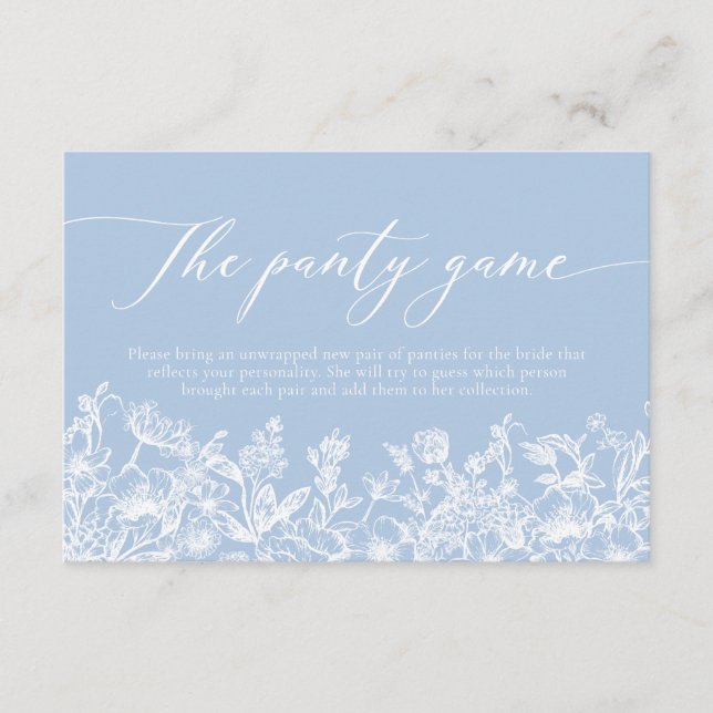 Elegant Dusty Blue Wildflower The Panty Game Enclosure Card (Front)
