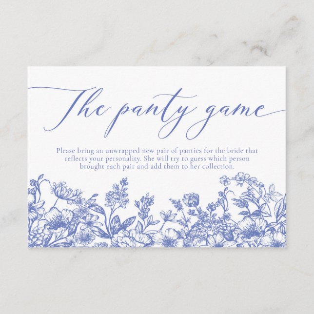 Elegant Dusty Blue Wildflower The Panty Game Enclosure Card (Front)