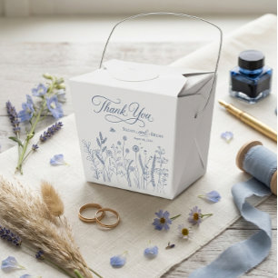 Elegant Dusty Blue Wildflower Wedding Thank You Favour Box