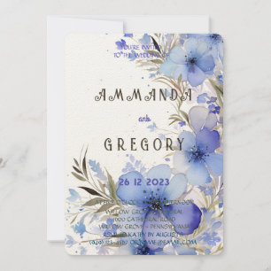 Elegant Dusty Blue Wildflowers Invitation