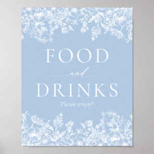 Elegant Dusty Blue Wilfloral Food and Drinks Sign