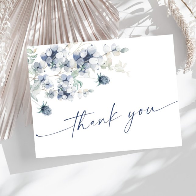Elegant Dusty Blue Winter Foliage Boho Thank You Postcard (Creator Uploaded)