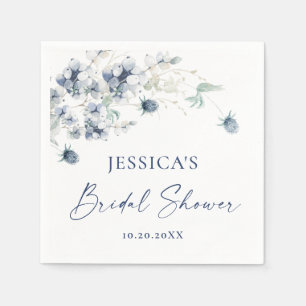 Elegant Dusty Blue Winter Foliage Bridal Shower Napkin