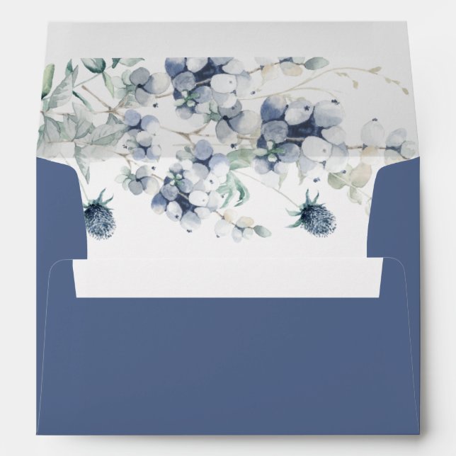 Elegant Dusty Blue Winter Foliage for 5x7 card Envelope (Back (Bottom))