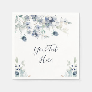 Elegant Dusty Blue Winter Foliage Party Napkin