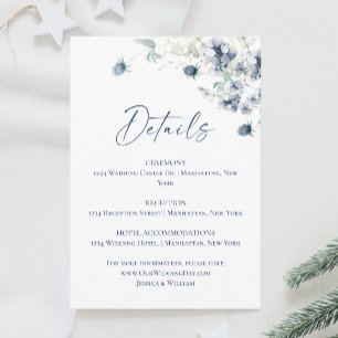 Elegant Dusty Blue Winter Foliage Wedding Details Enclosure Card