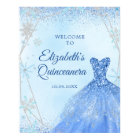 Elegant Dusty Blue Winter Quinceañera Welcome Sign