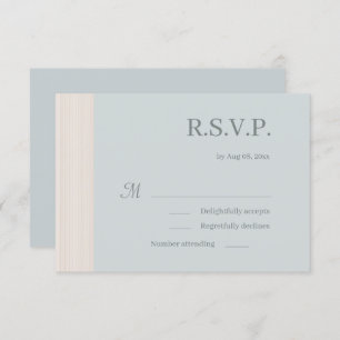 Elegant Dusty Blue Wood Grain Stripes Wedding RSVP Invitation