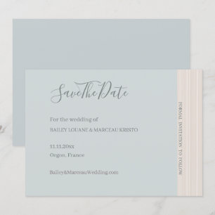 Elegant Dusty Blue WoodGrain Save The Date Wedding Invitation